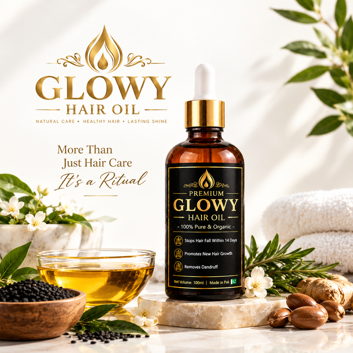 Premium Glowy Hair Oil – Natural Hair Care Formula